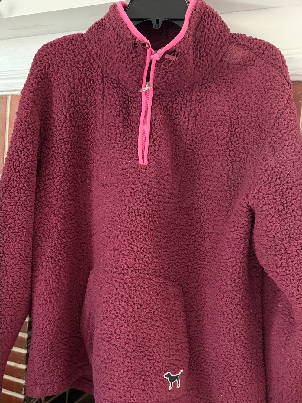 PINK Victoria’s Secret Sherpa 1/4 Zip Pullover Jacket Burgundy/Maroon Size Large